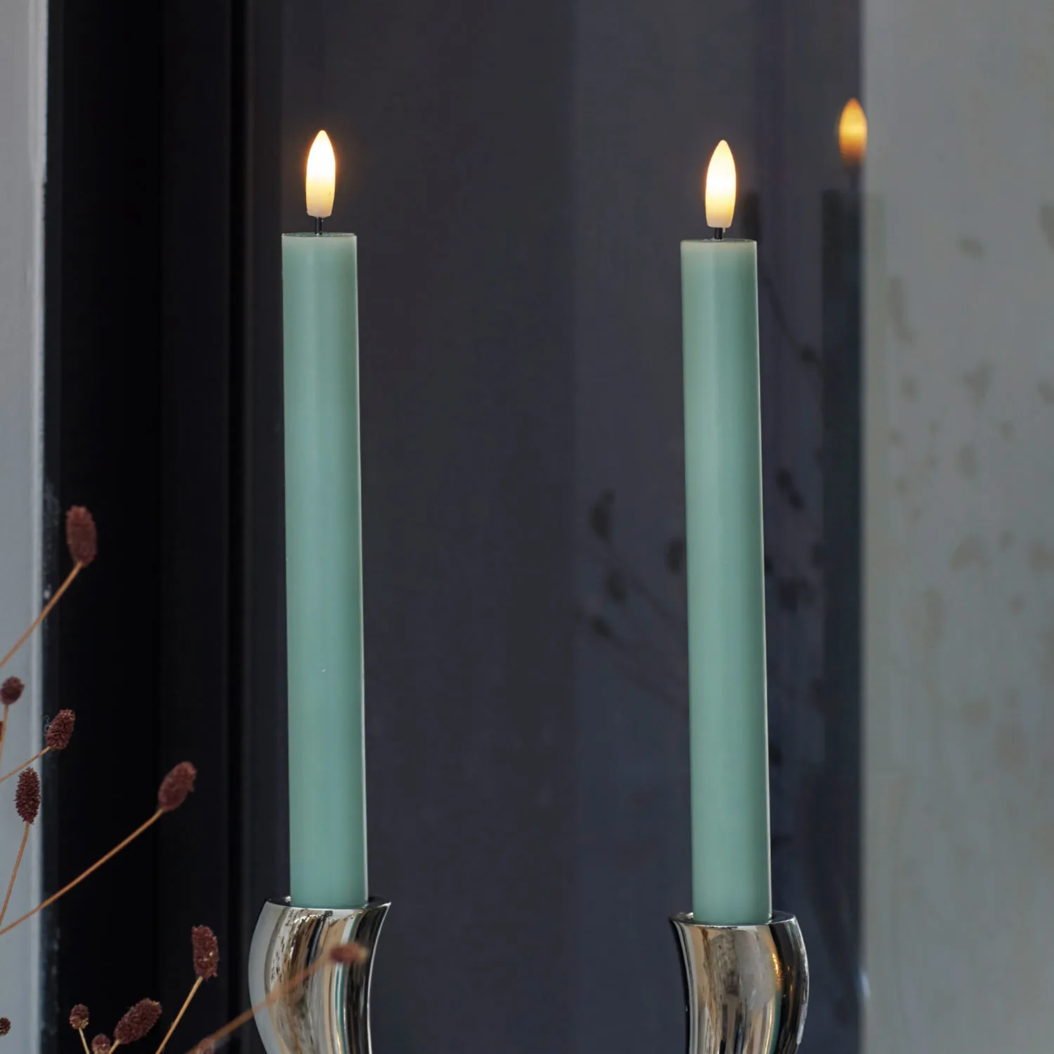 Sille Taper 2 pcs, Ø2 x 25cm, Sandy Green