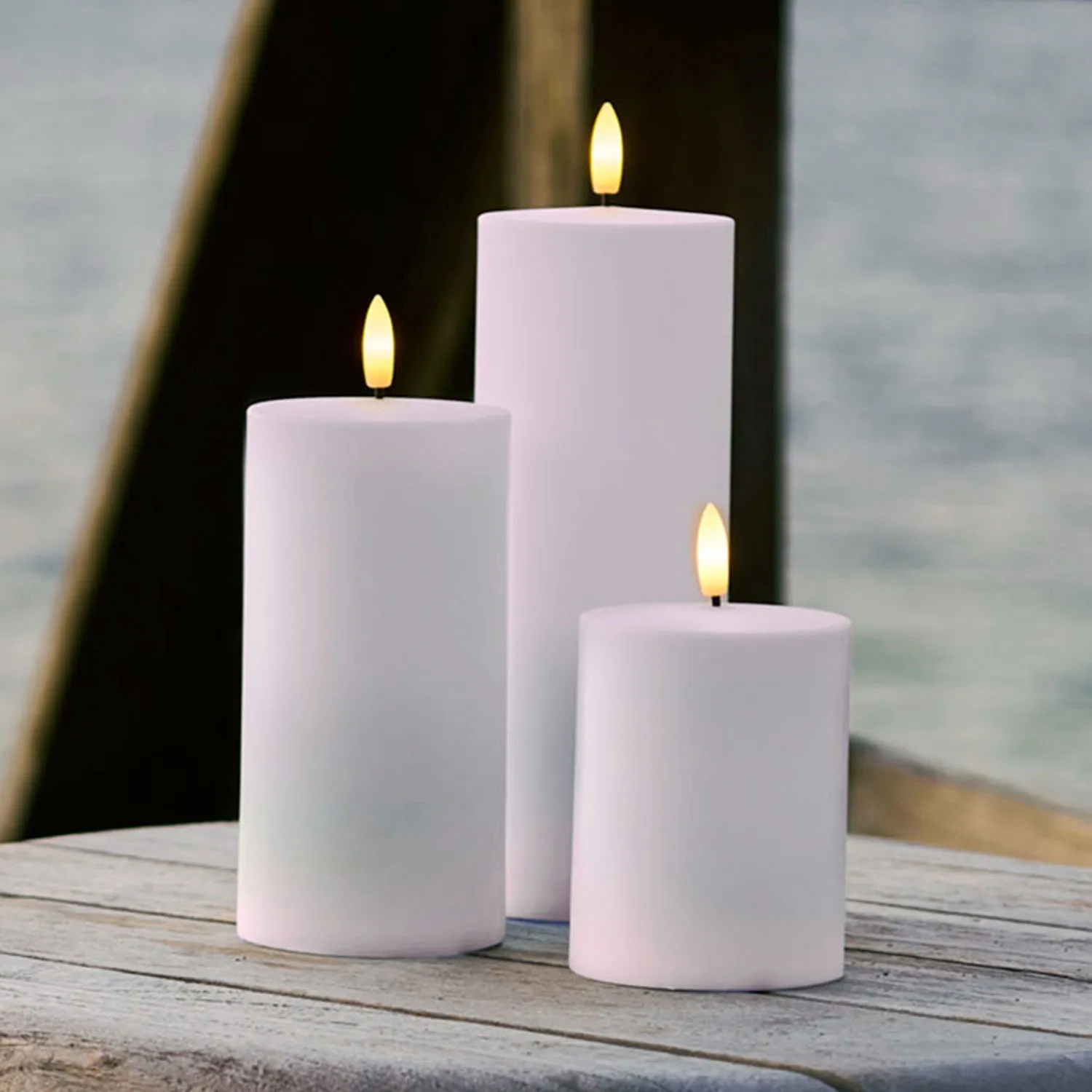 Sille Outdoor 3 pcs set Ø7.5 x 10/15/20cm, White