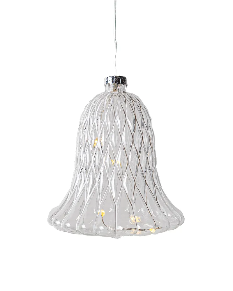 Luna Klokke med 5 LED, H: 10 cm, Klar/Hvid