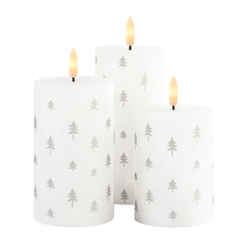 Sille Genopladelig 3 stk. sæt, Hvid/Sølv