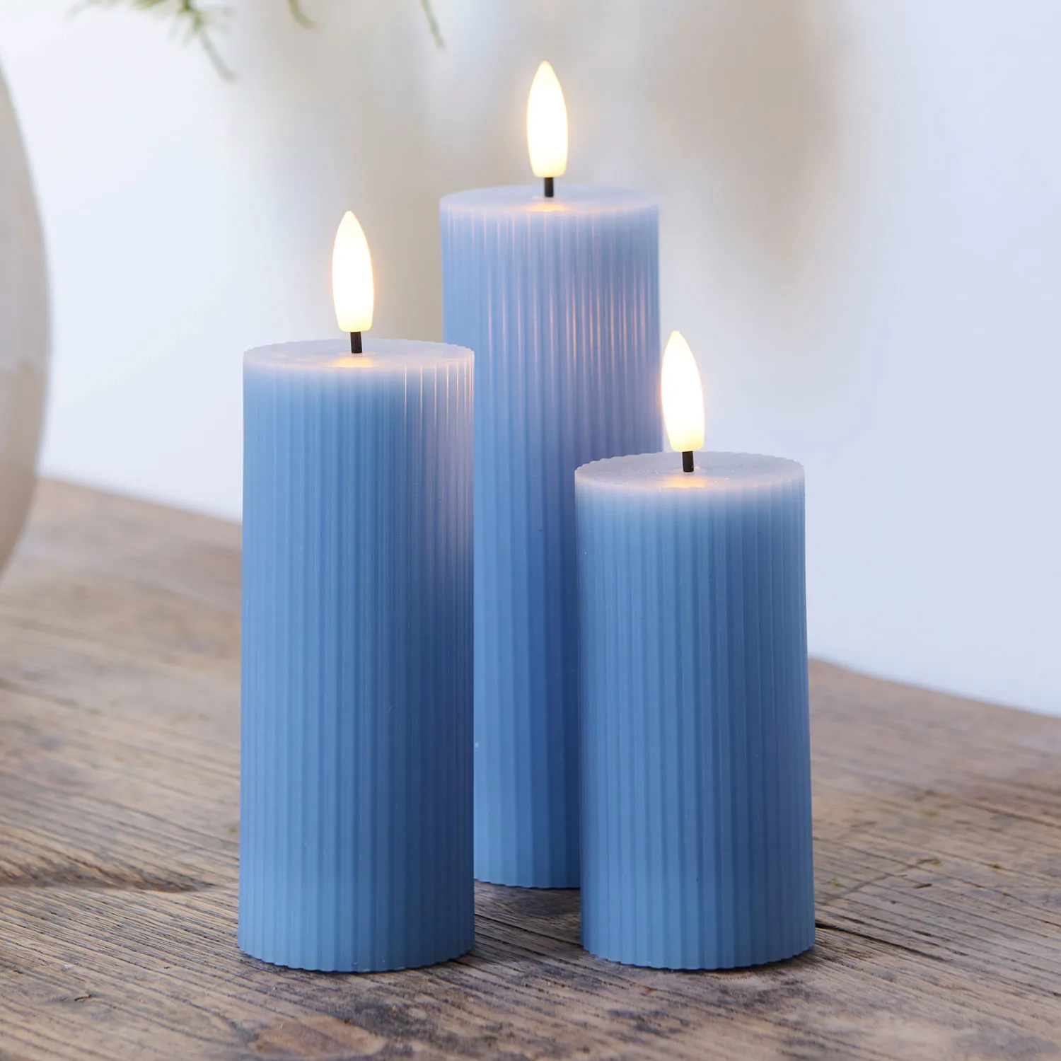 Smilla Rechargeable Pillar Ø5cm, 3 pcs, Blue