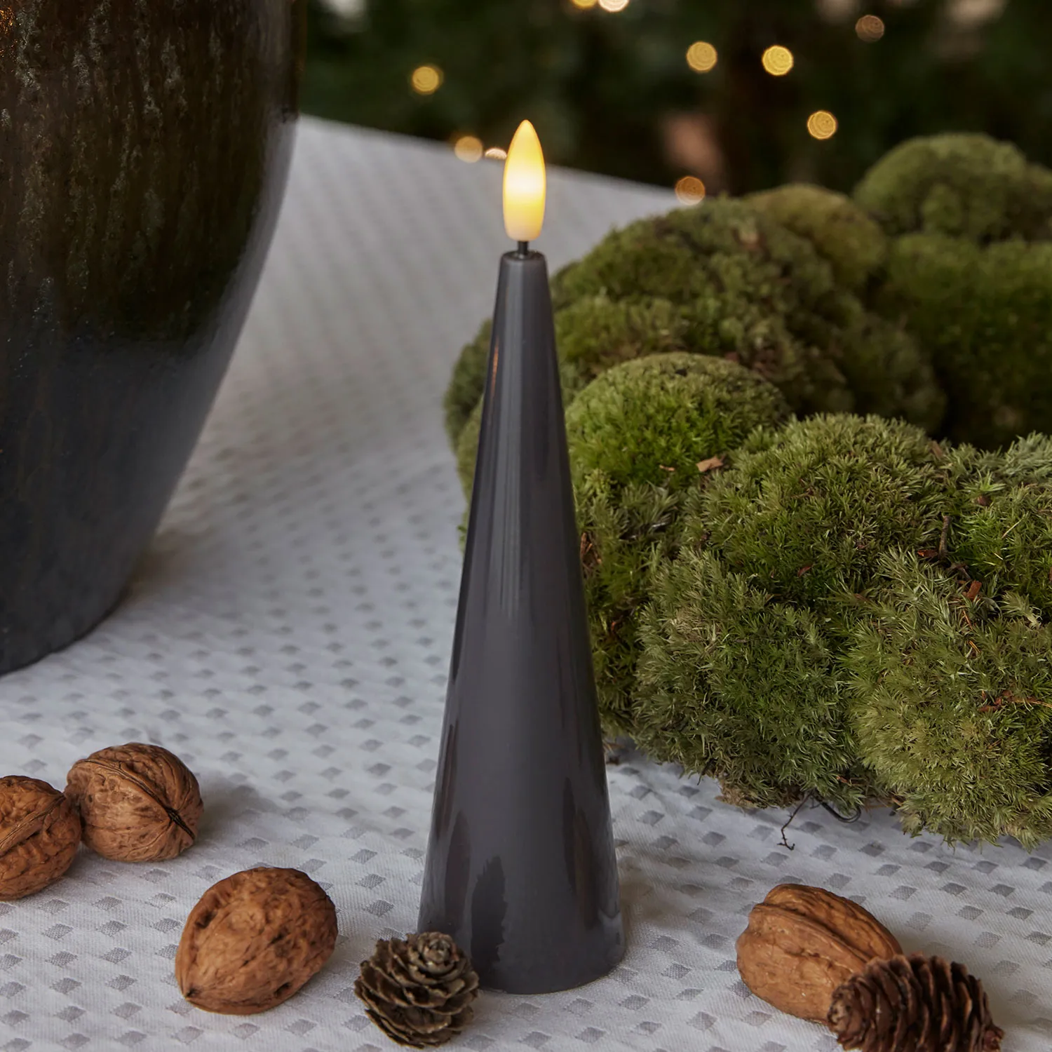 Sille Lacquer Cone - Ø4.8 x 17cm, Stone Gray