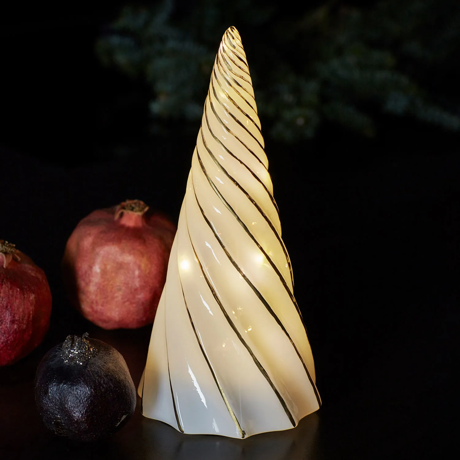 Vilma Træ - 23,5 cm, Hvid/Guld