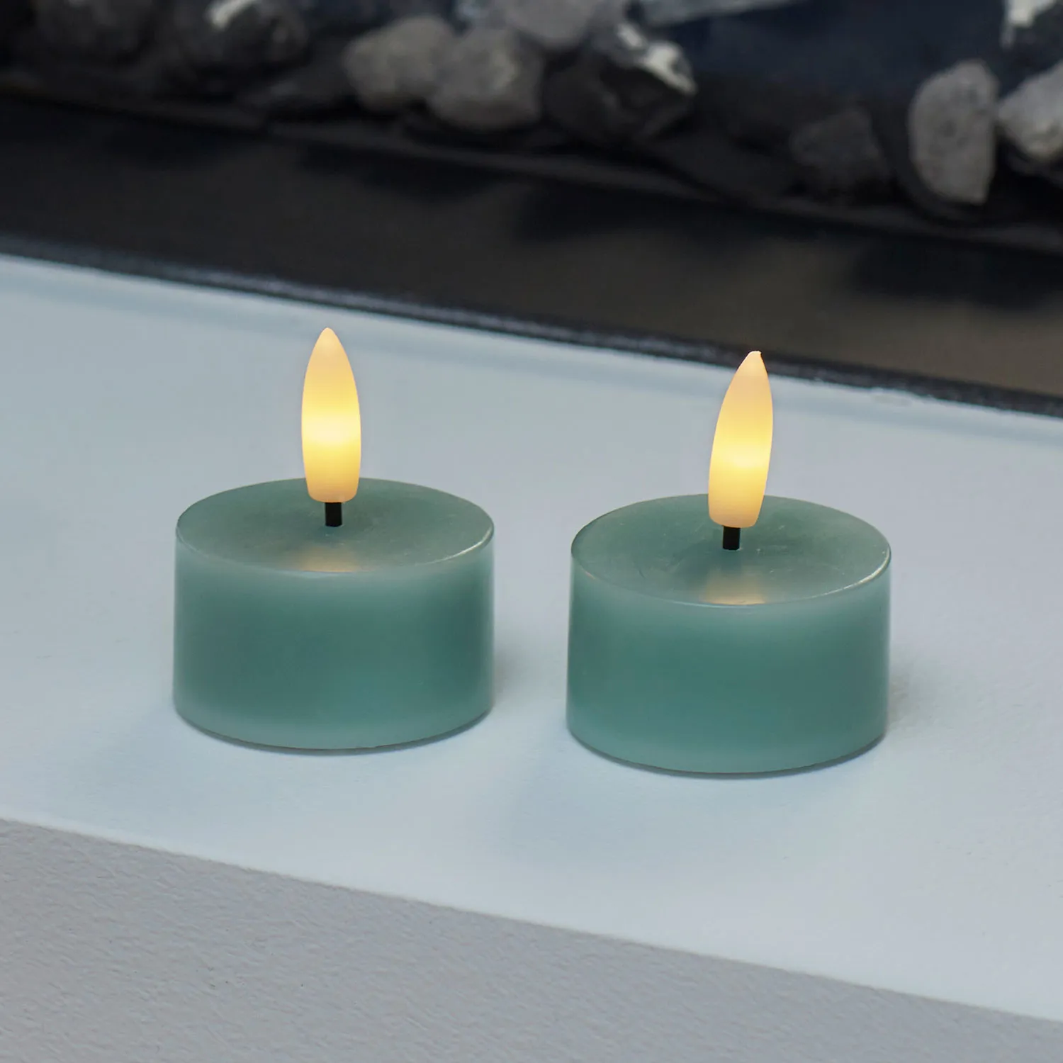 Sille Tealight 2 pcs, Ø4.5 x 2.2cm, Sandy Green