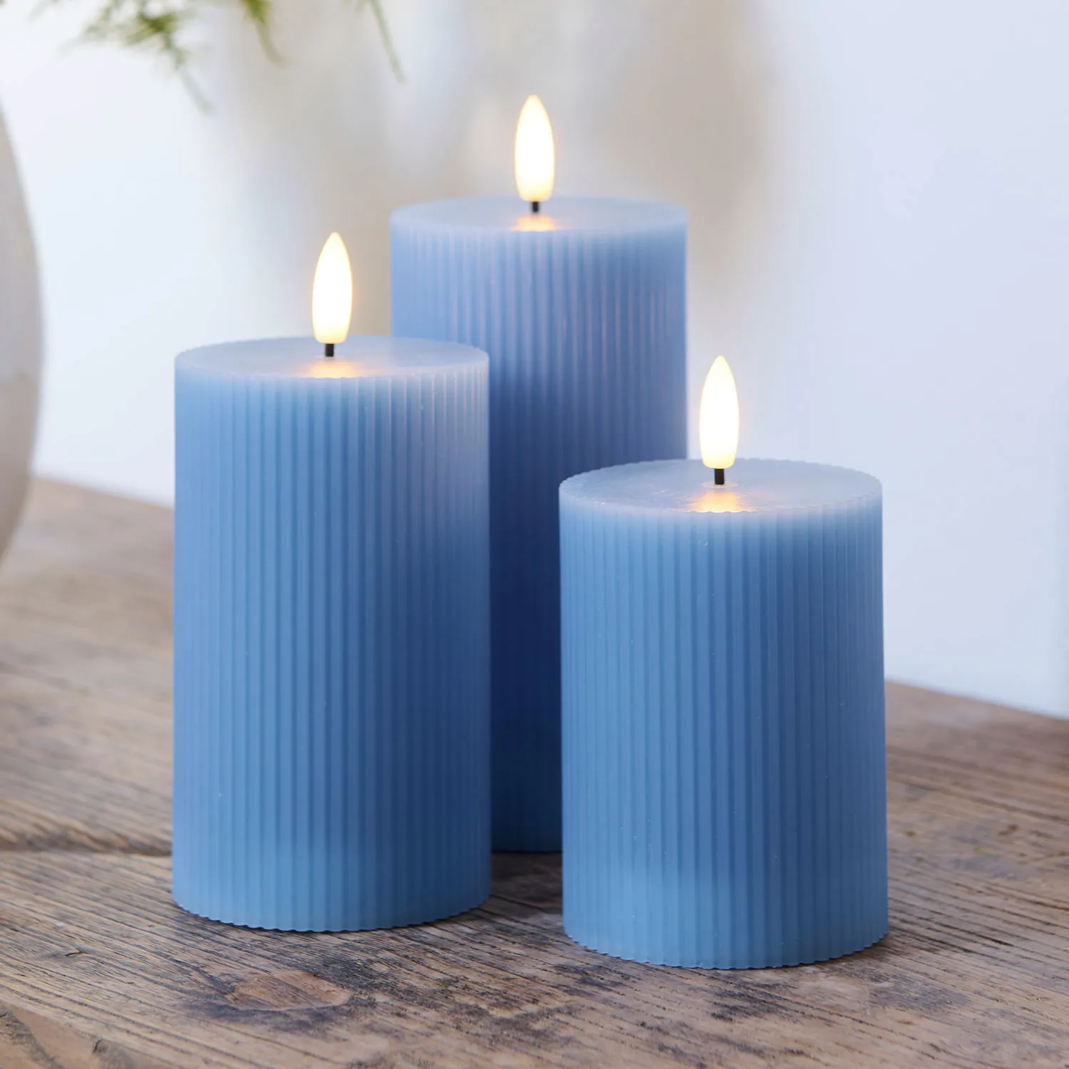 Smilla Rechargeable Pillar Ø7,5cm, 3 pcs, Blue