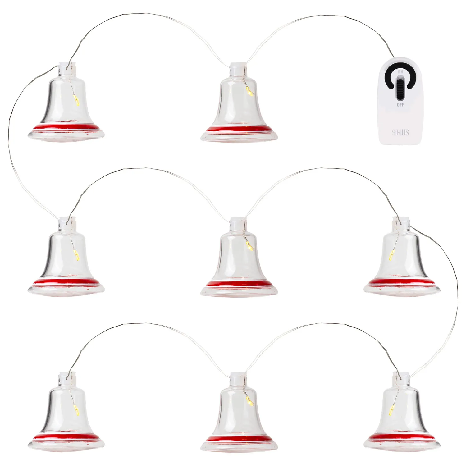 Tiffany Bell Garland 8 LED, Clear/Red