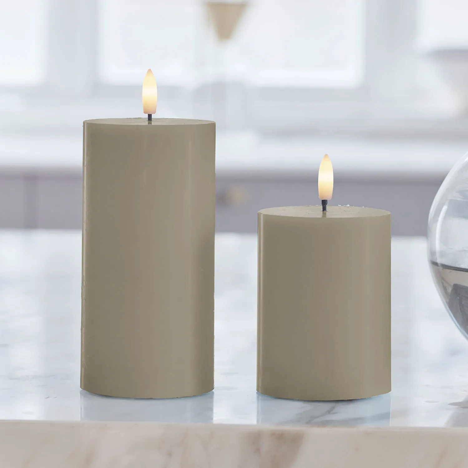 Sille Tealight 2 pcs, Ø4.5 x 2.2cm, Warm Grey