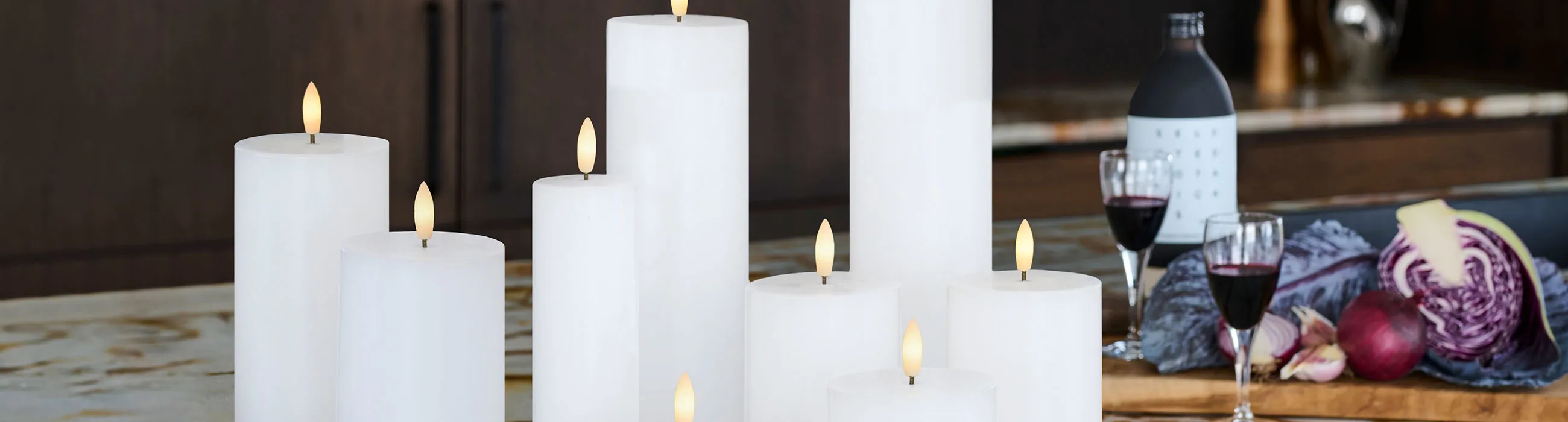 Sirius Pillar Candles, battery-operated