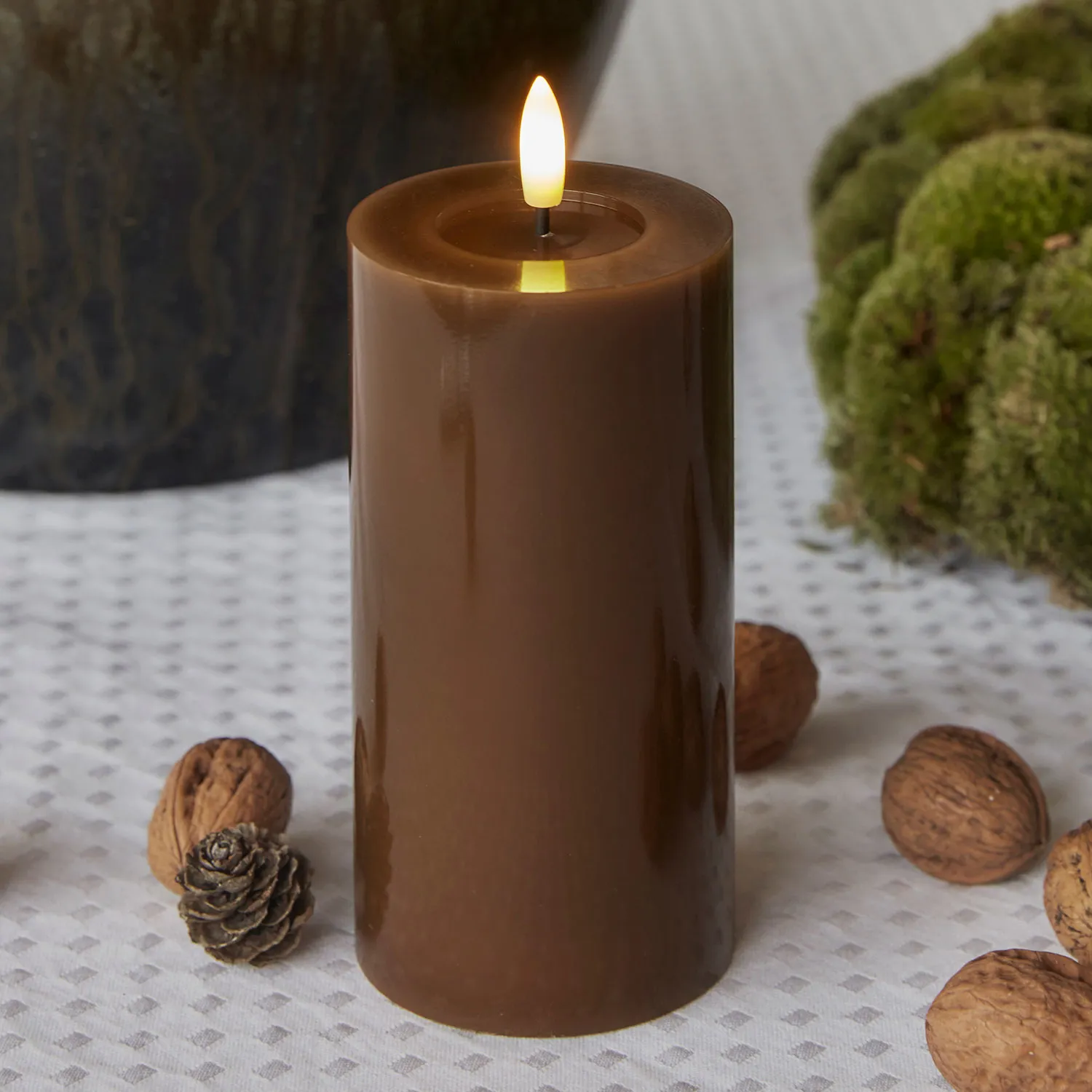 Sille Lacquer Pillar - Ø7.5 x 15cm, Toffee