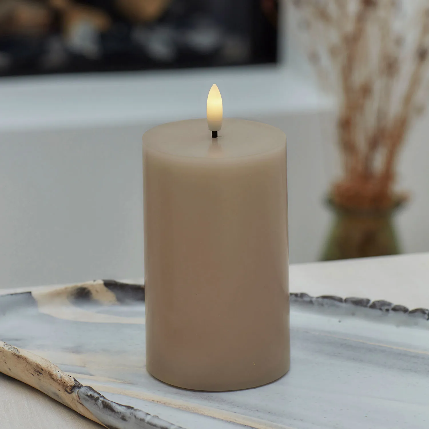 Sille Pillar Ø7.5 x 12.5cm, Light Caramel