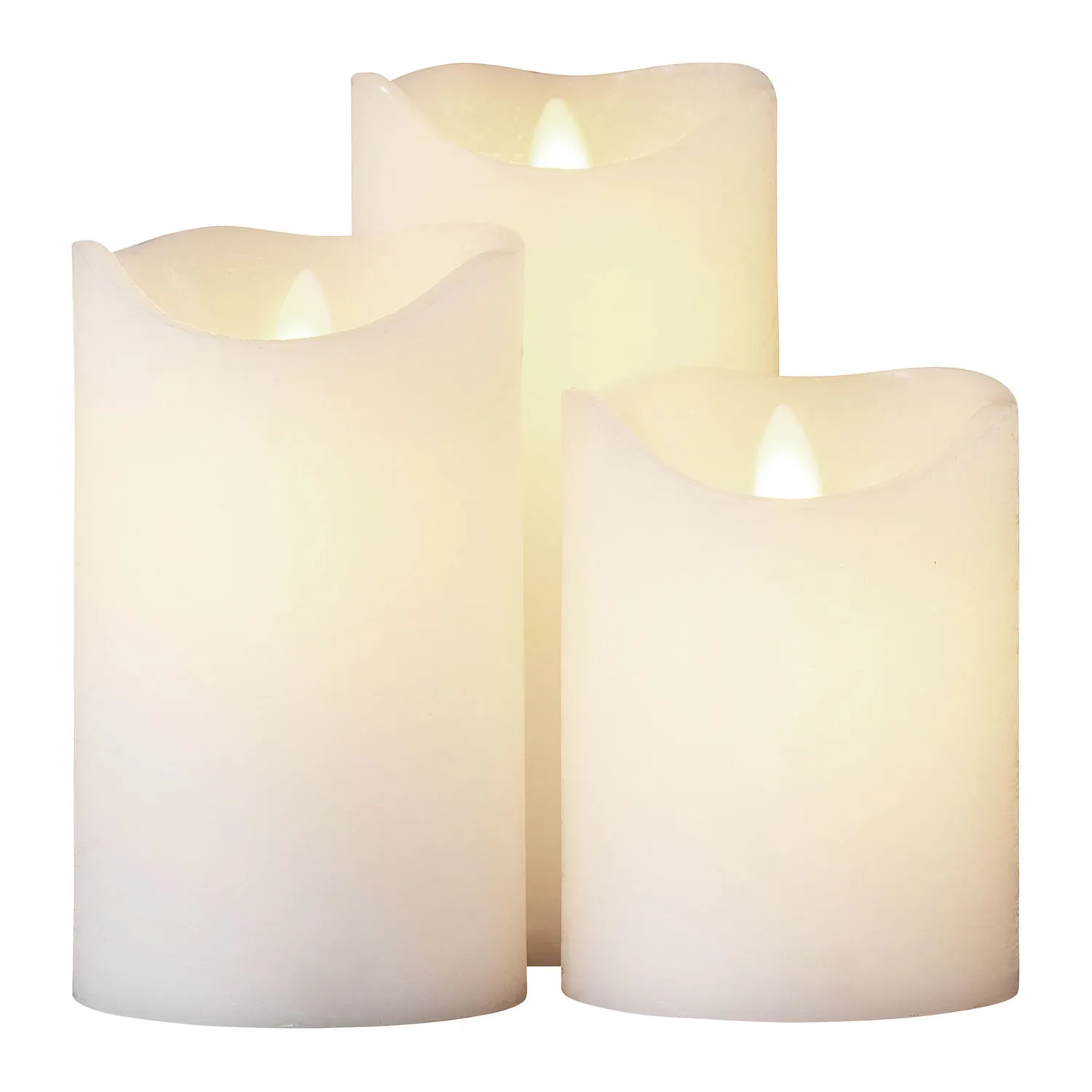 Sara Pillar Candles 3 pcs set, Ø7.5 x 10/12.5/15cm, White