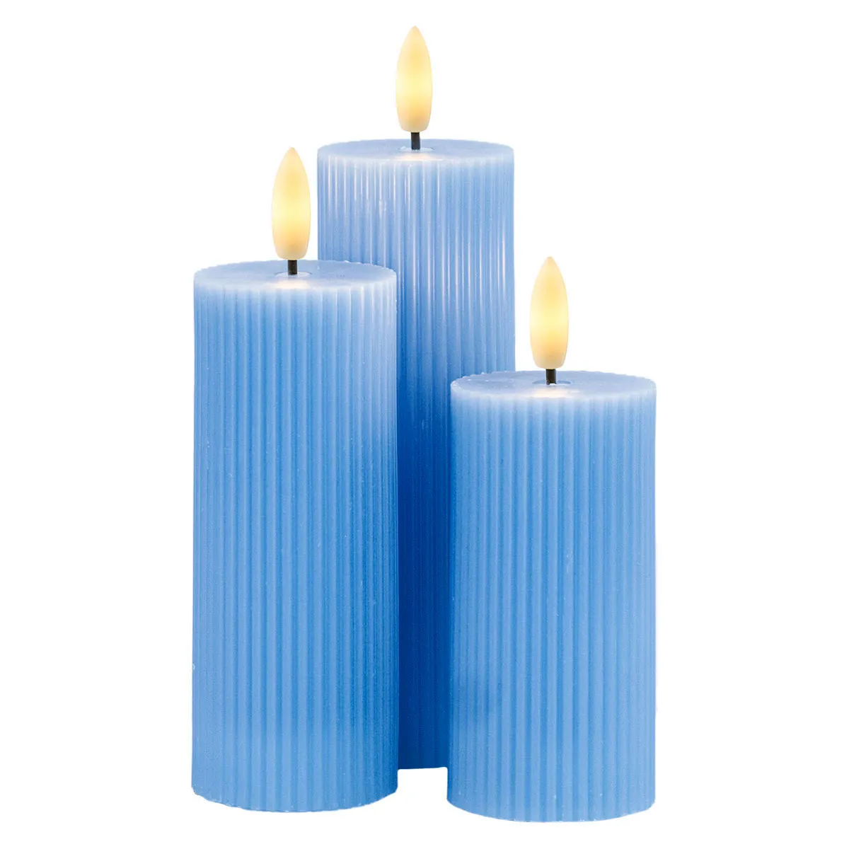 Smilla Rechargeable Pillar Ø5cm, 3 pcs, Blue