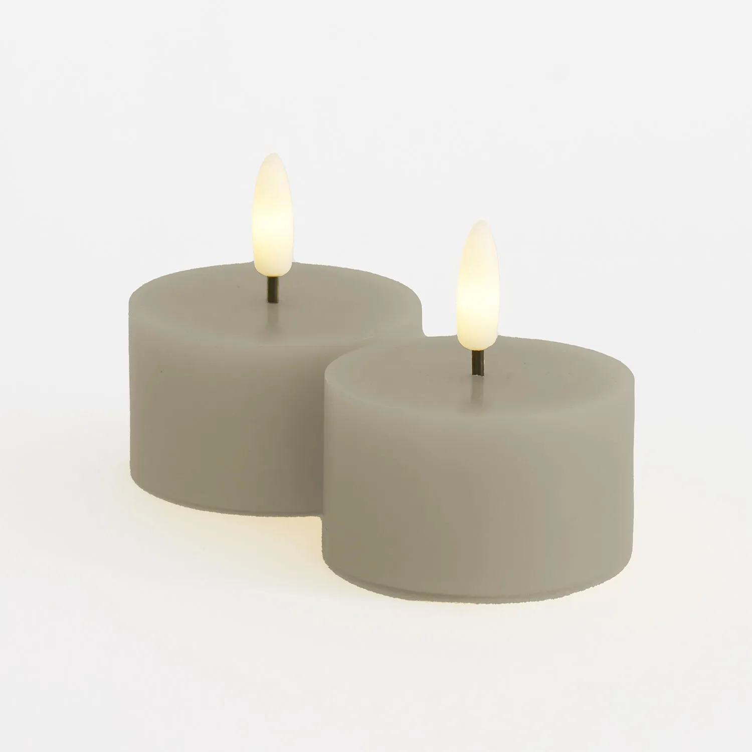 Sille Tealight 2 pcs, Ø6 x 3.4cm, Warm Grey