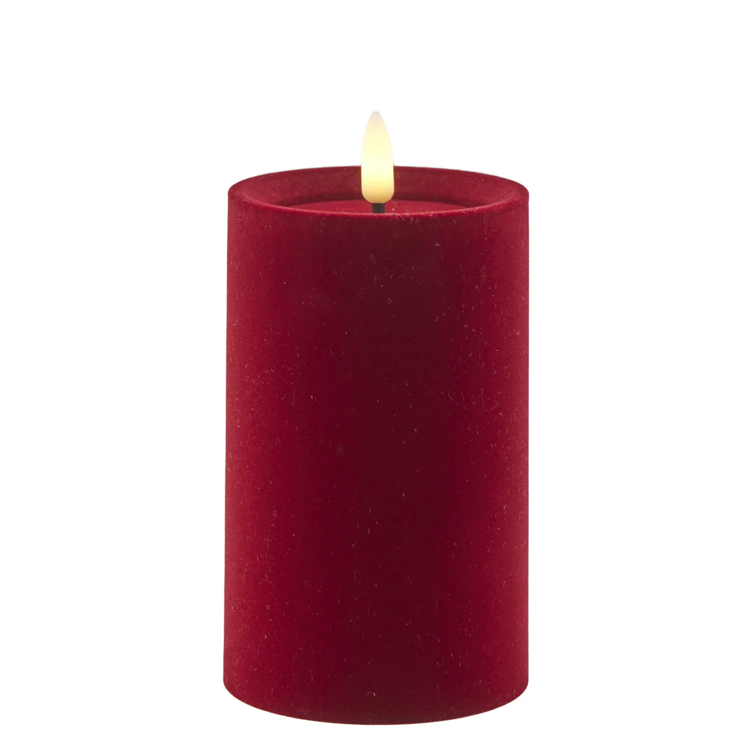 Sille Velvet Pillar - Ø7.5 x 12.5cm, Cherry