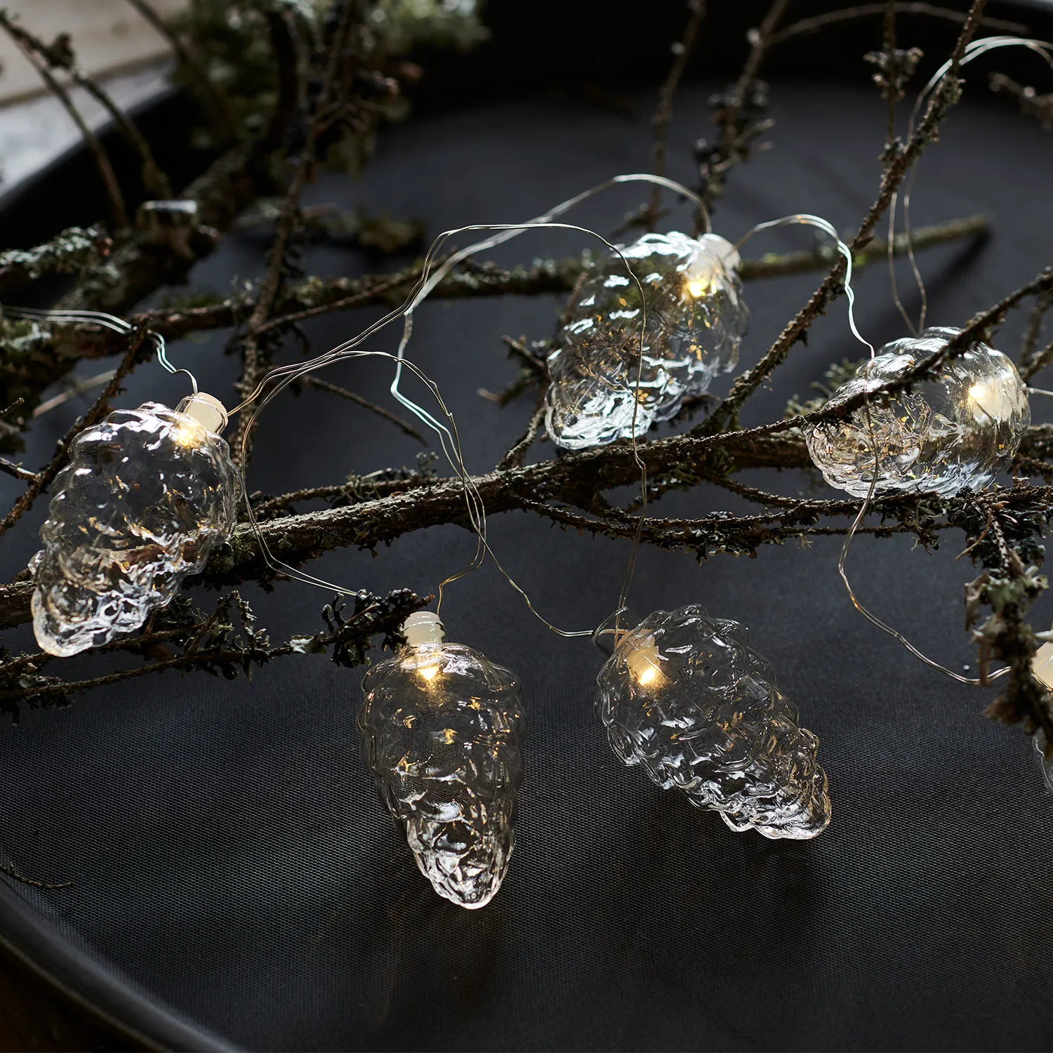 Celina Cone Garland, 8 LED, Clear