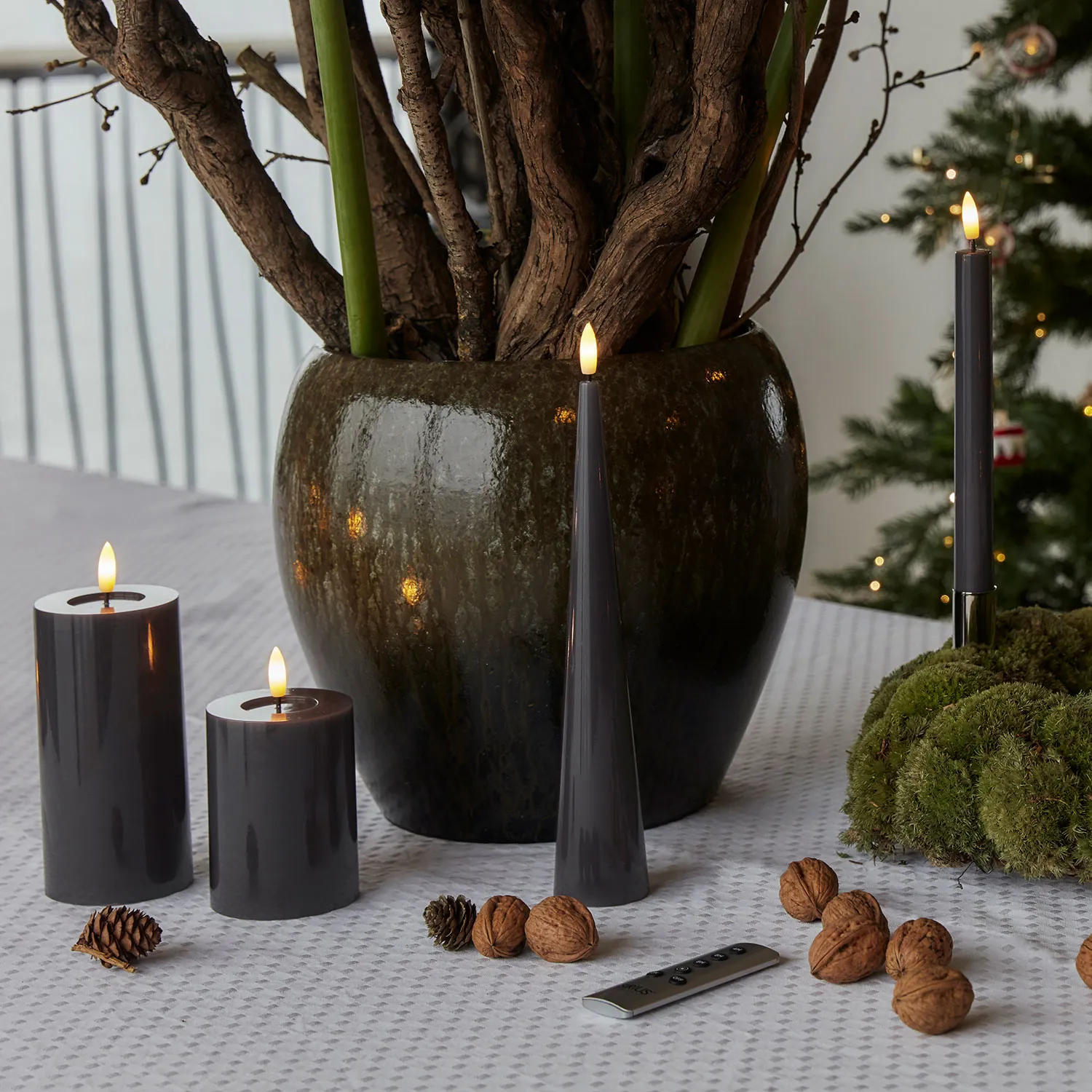 Sille Lacquer Pillar - Ø7.5 x 15cm, Stone Gray