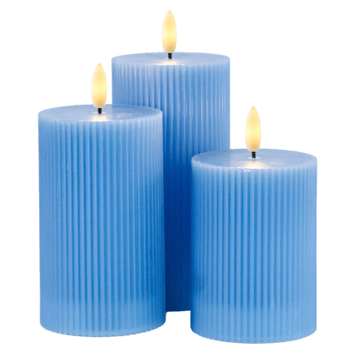 Smilla Rechargeable Pillar Ø7,5cm, 3 pcs, Blue