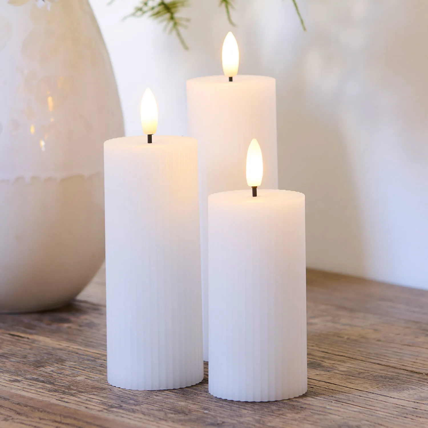 Smilla Rechargebale Pillar Ø5cm, 3 pcs, White