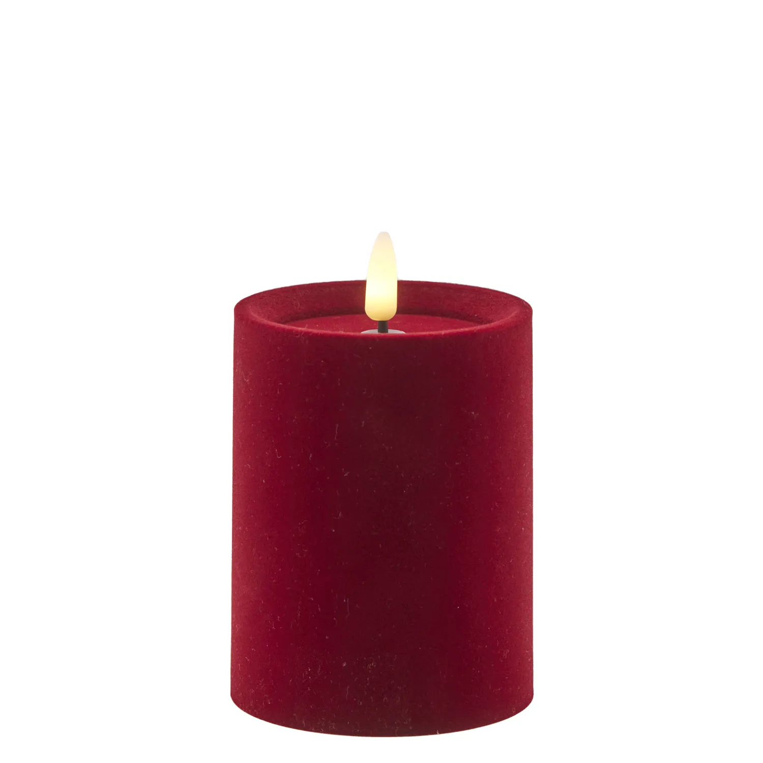 Sille Velvet Pillar - Ø7.5 x 10cm, Cherry