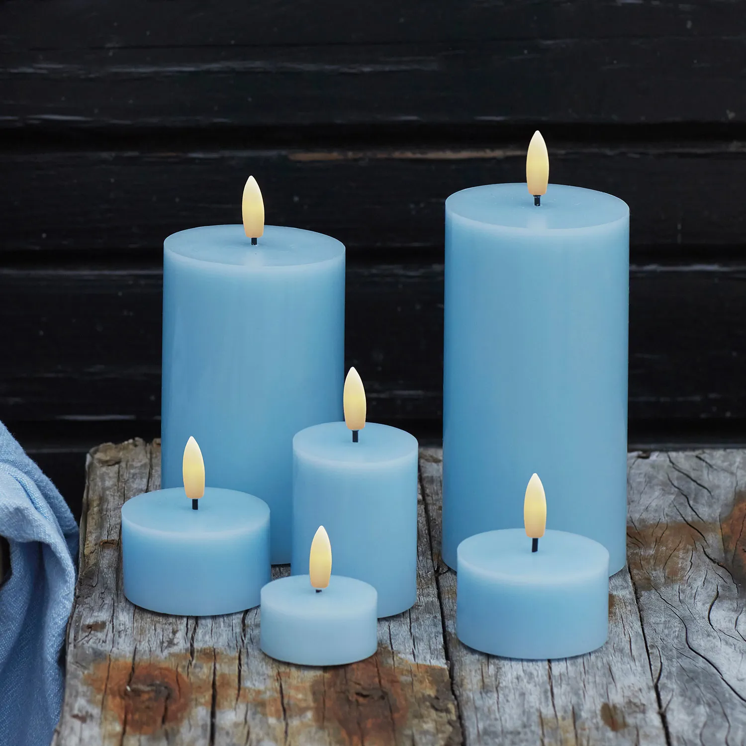 Sille Tealight 2 pcs, Ø6 x 3.4cm, Blue Sky