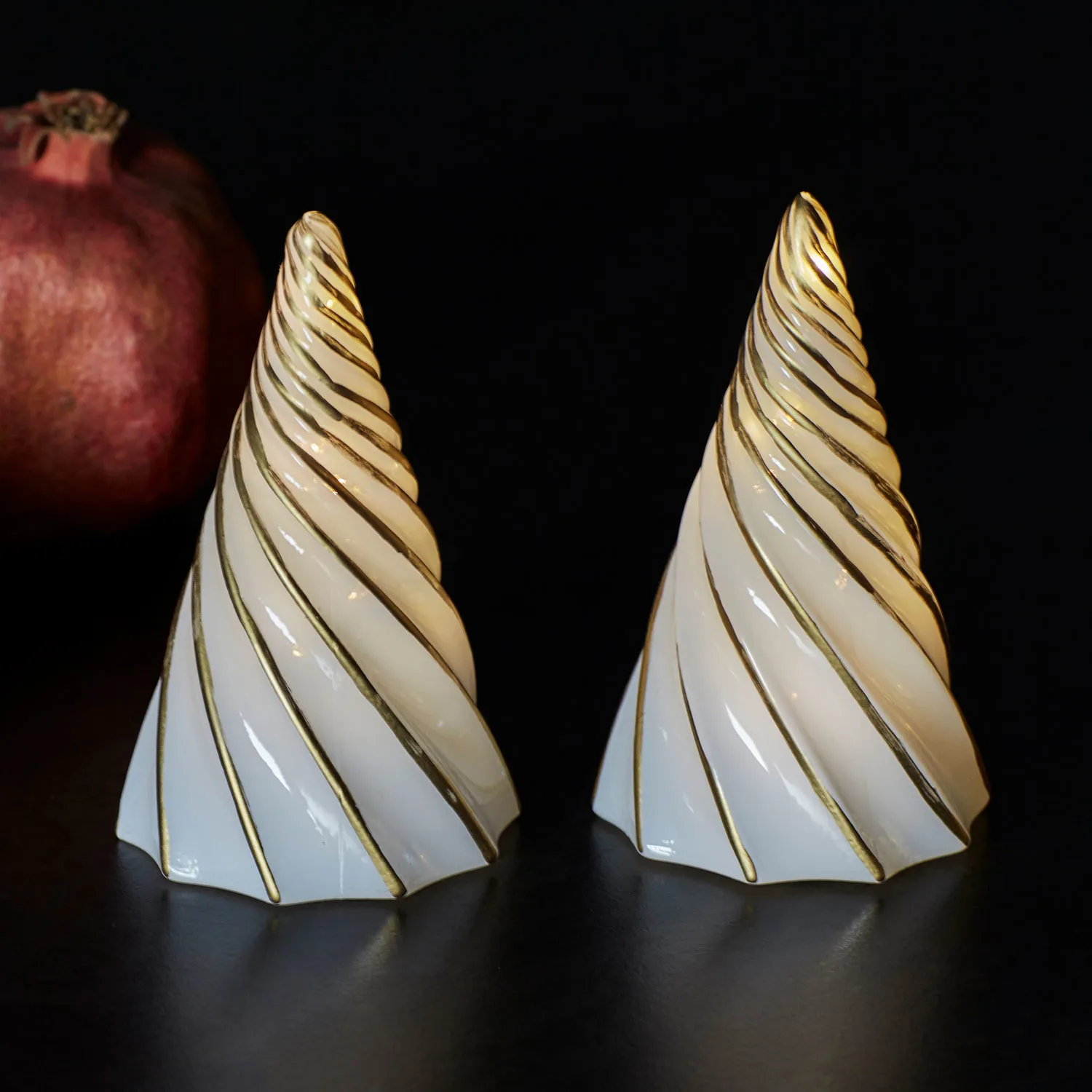 Vilma Træ 2-pak - 11 cm, Hvid/Guld