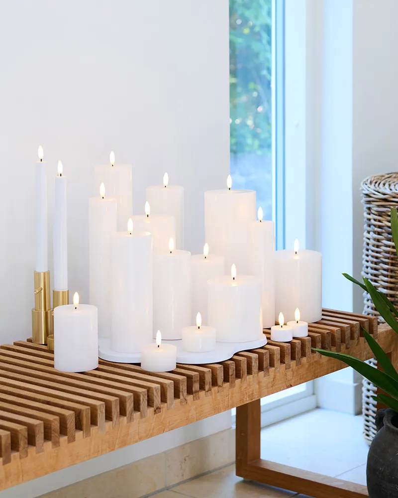 Sille Rechargeable Pillar Candle Ø10 x 12.5cm, White