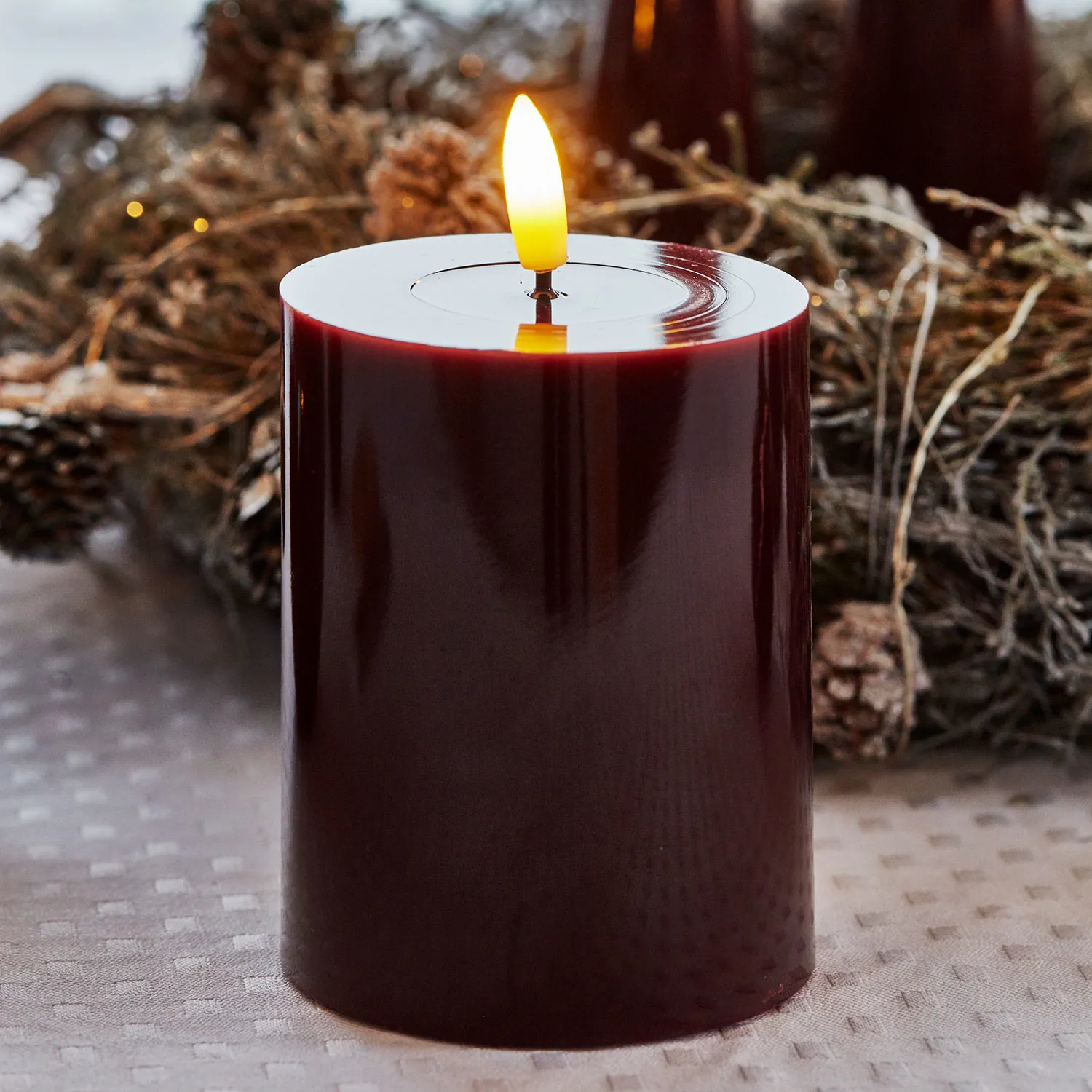 Sille Lacquer Pillar - Ø7.5 x 10cm, Bordeaux