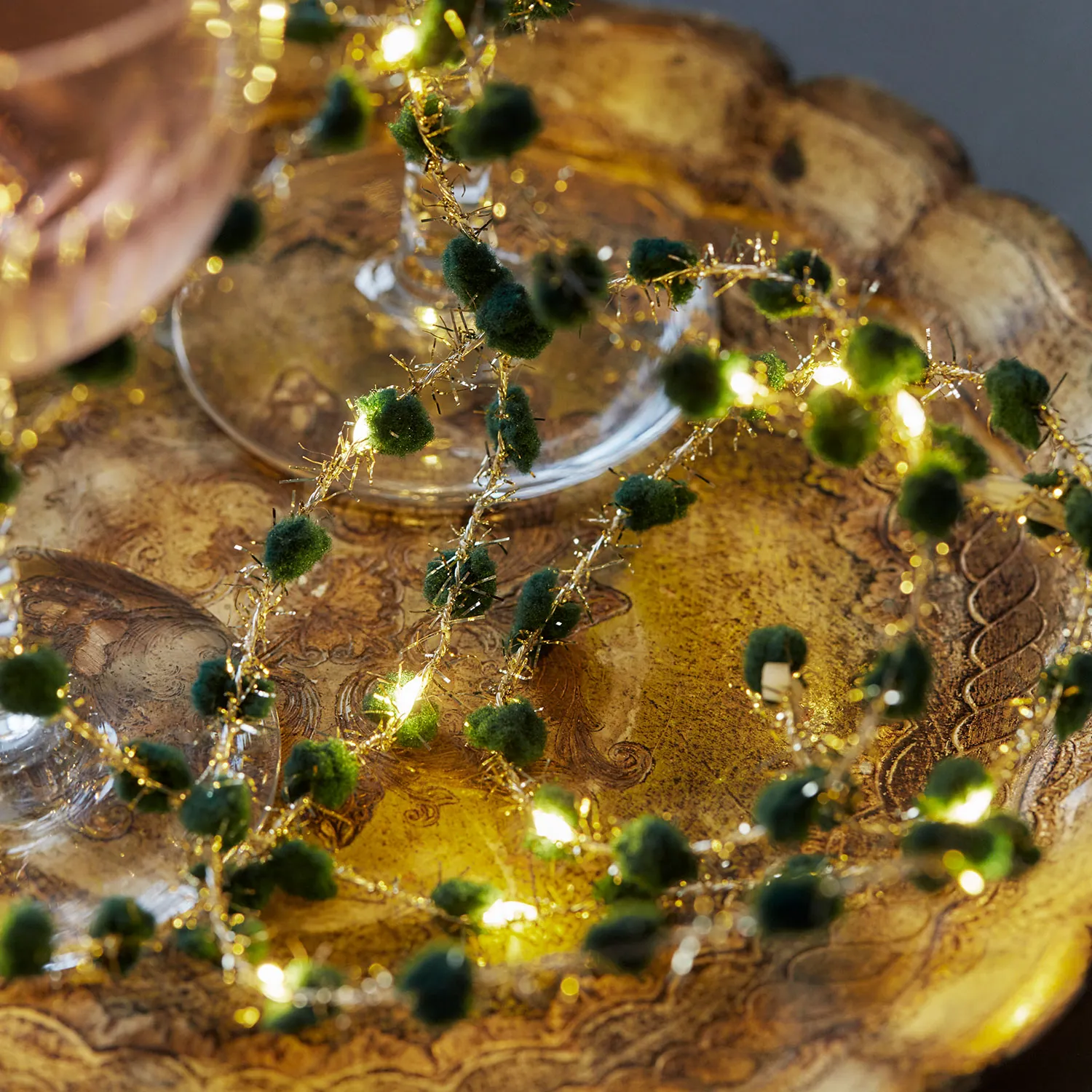 Ina Lyskæde, 20 LED - 2 m, Grøn/Guld