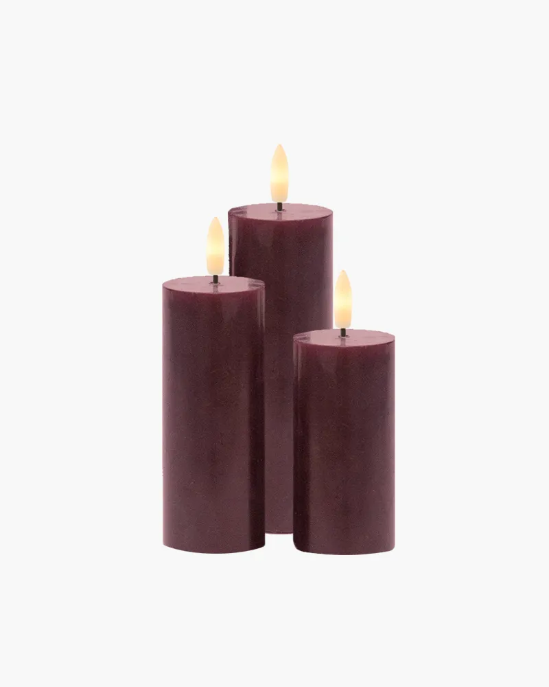 Sille Rechargeable 3 pcs set Ø5 x 10/12,5/15cm, Bordeaux